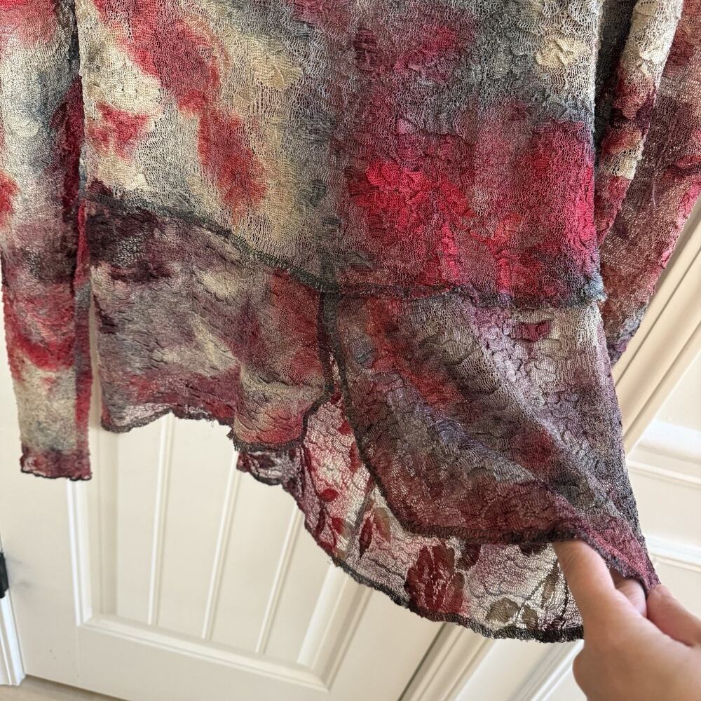 Vintage Aida Dalati Y2K Sheer Burnout Mesh Top Women’s Size Medium - Picture 7 of 13